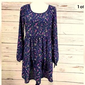 Wild Fable blue floral oversized tiered babydoll dress.